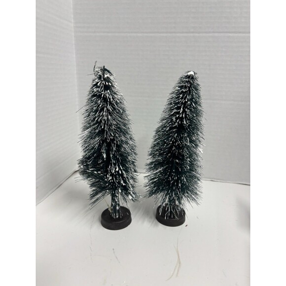 Artificial BOTTLE BRUSH PINE TREES LOT OF 5 Christmas Village Train Set Holiday - Picture 3 of 5